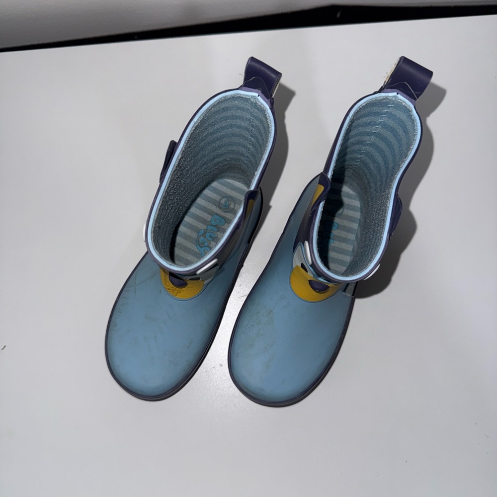Blue Kids' Light Blue Character Rain Boots with Navy Trim - Picture 3 of 7